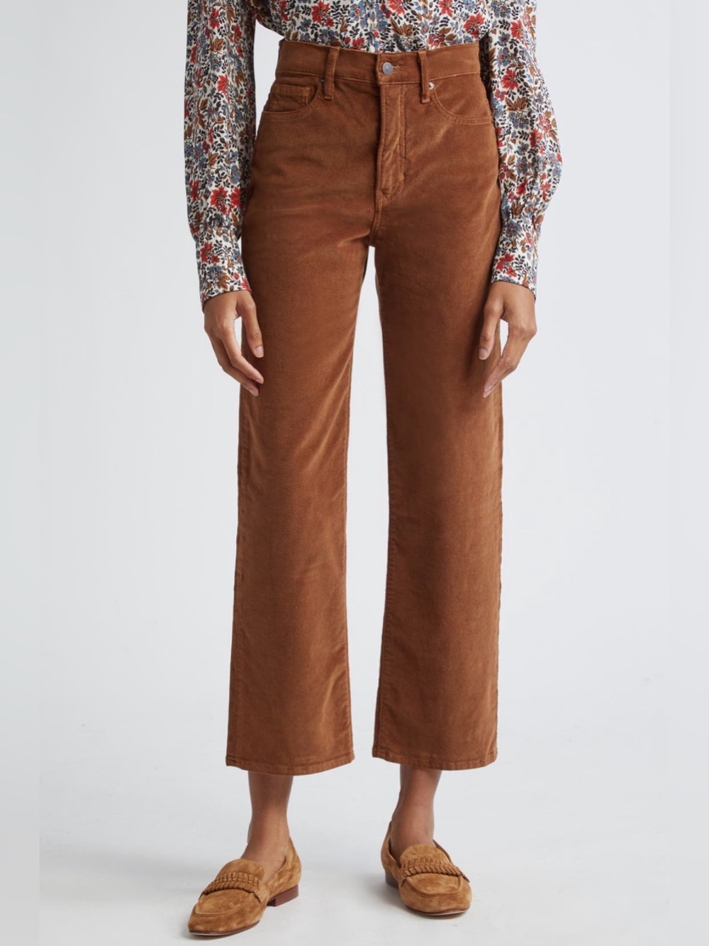 AUTHENTIC VERONICA BEARD CROSBIE CROP CORDUROY PANTS Deep Ochre